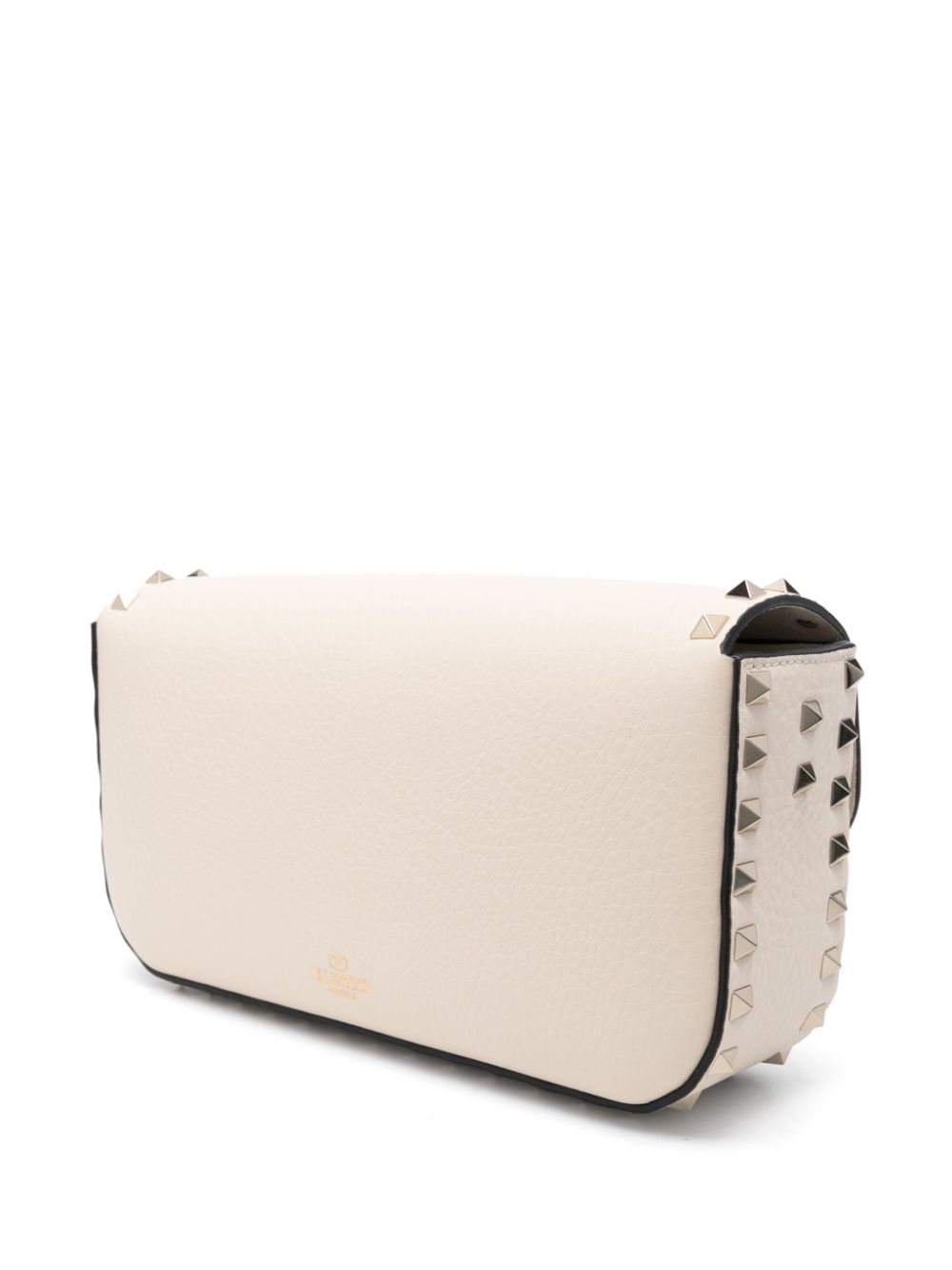 Valentino Garavani Rockstud Pebbled Calf Leather Crossbody Bag White
