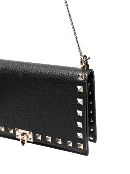 Valentino Garavani Rockstud Mini Calf Leather Clutch Bag Black