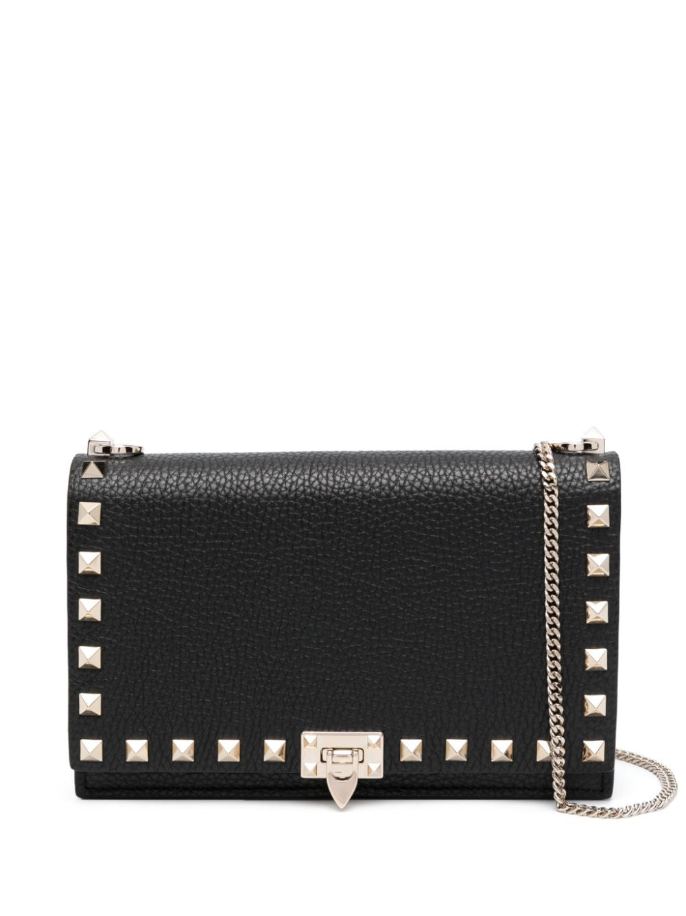 Valentino Garavani Rockstud Mini Calf Leather Clutch Bag Black