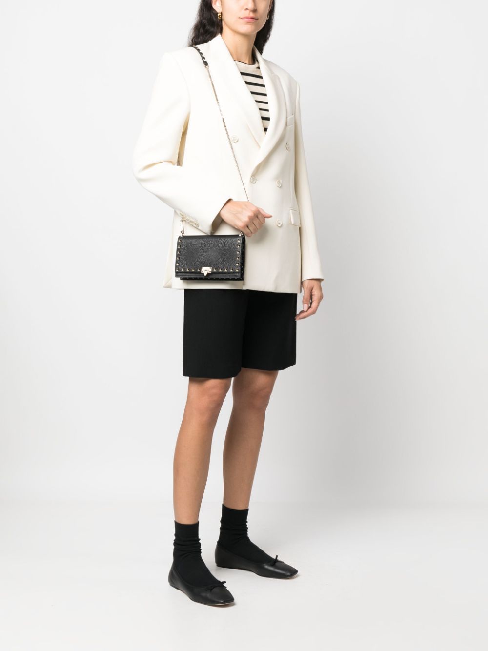 Valentino Garavani Rockstud Mini Calf Leather Clutch Bag Black