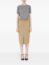 Maison Margiela High-Rise Camel Cotton-Blend Midi Skirt Camel