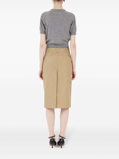 Maison Margiela High-Rise Camel Cotton-Blend Midi Skirt Camel