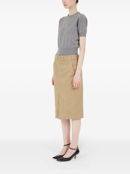 Maison Margiela High-Rise Camel Cotton-Blend Midi Skirt Camel