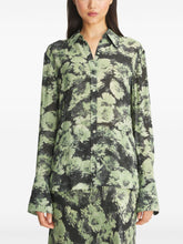 Tory Burch Light Green Printed Viscose Shirt with Split Cuffs Green