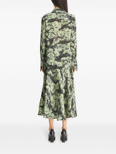 Tory Burch Light Green Printed Viscose Shirt with Split Cuffs Green