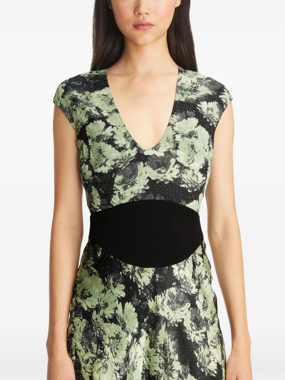 Tory Burch U-neck Viscose Mid-Length Dress Green