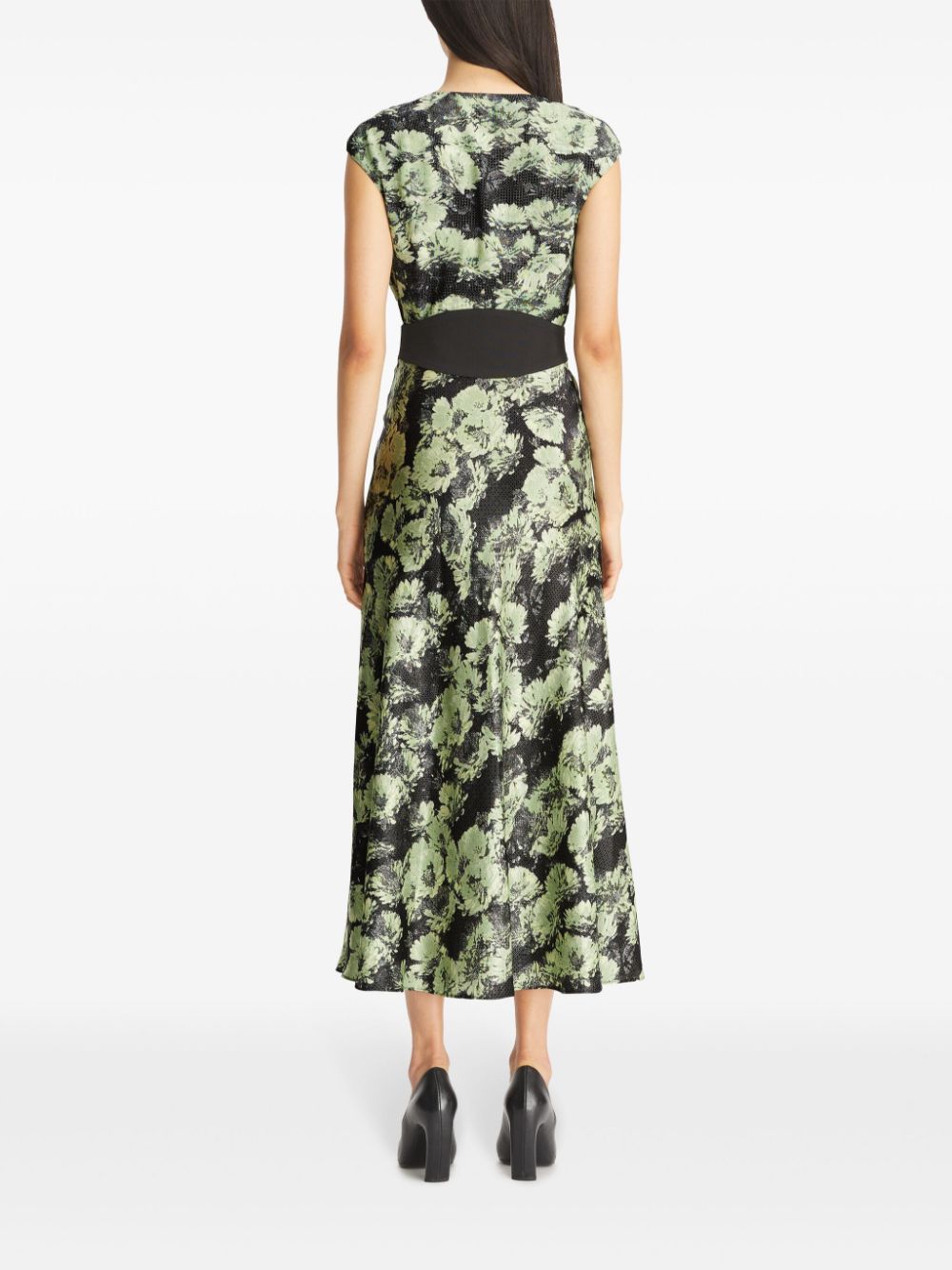 Tory Burch U-neck Viscose Mid-Length Dress Green