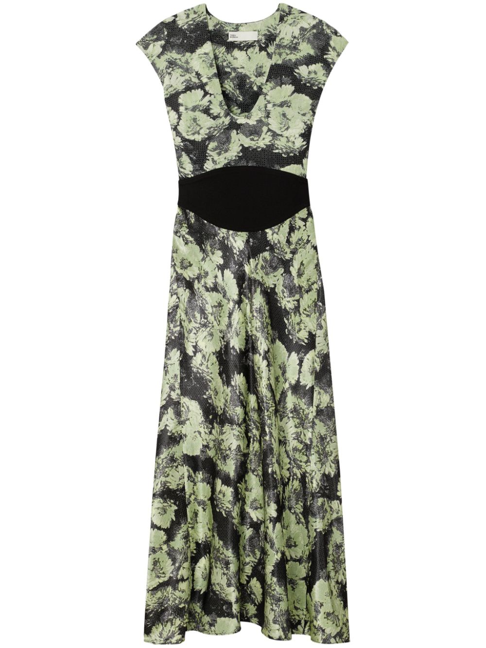 Tory Burch U-neck Viscose Mid-Length Dress Green