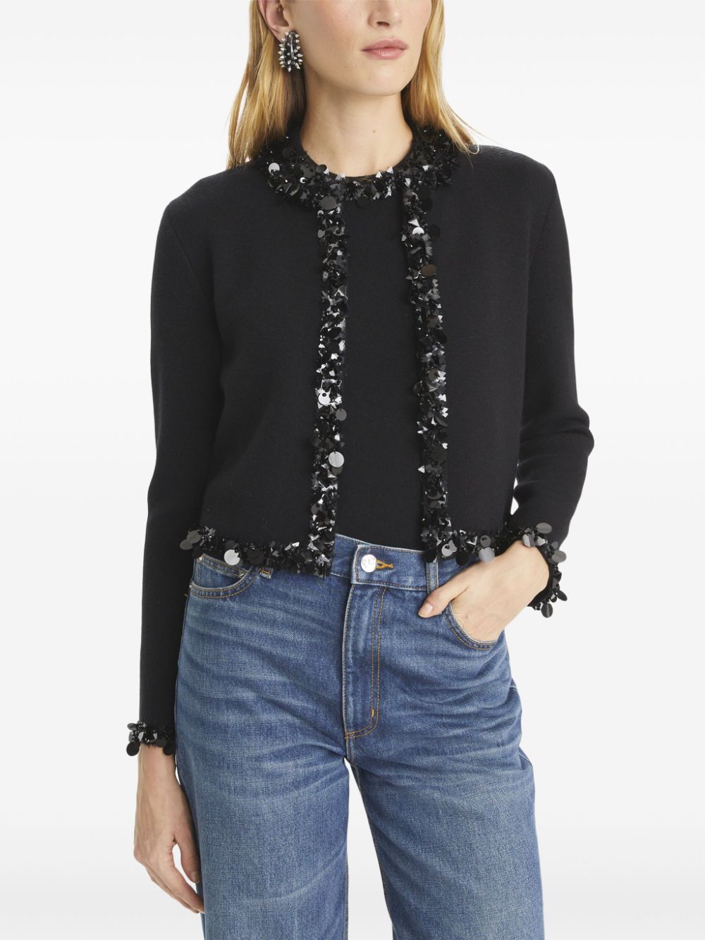 Cropped Sweaters Adorned With Sequin