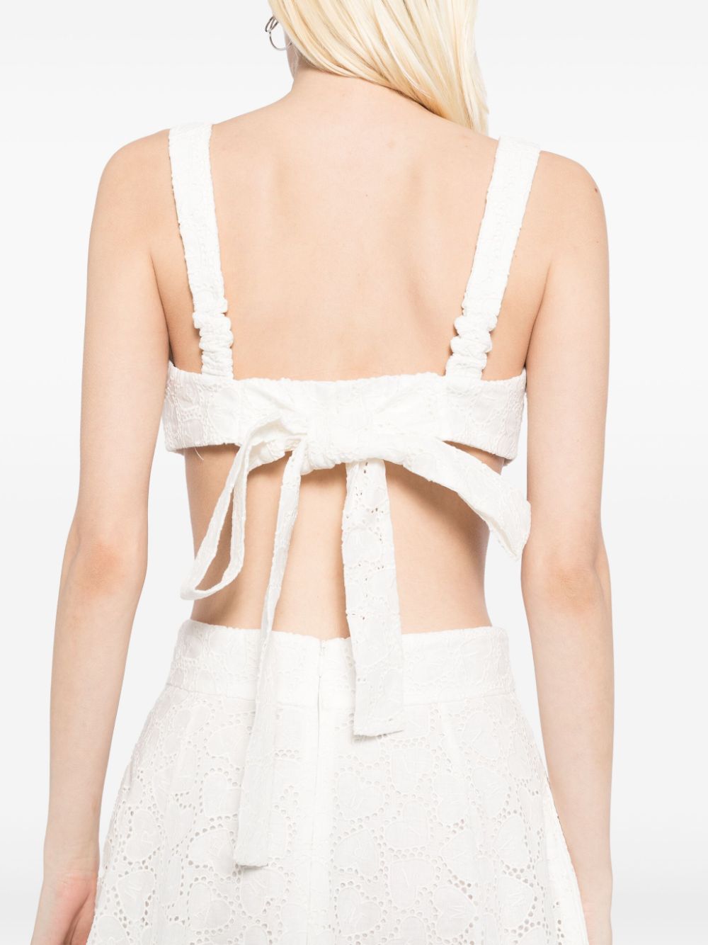 Zimmermann Crush Embroidered Linen Bralette White