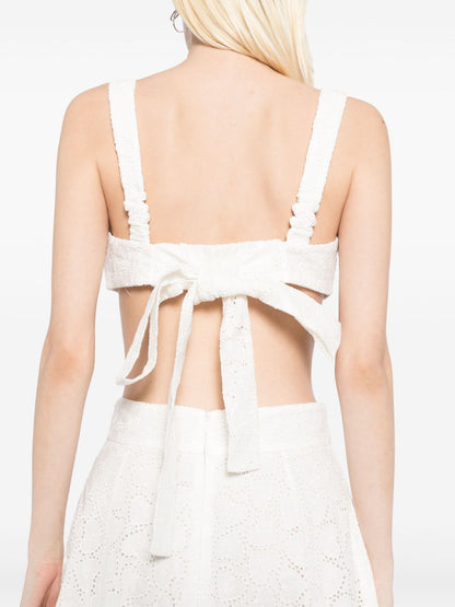 Zimmermann Crush Embroidered Linen Bralette White
