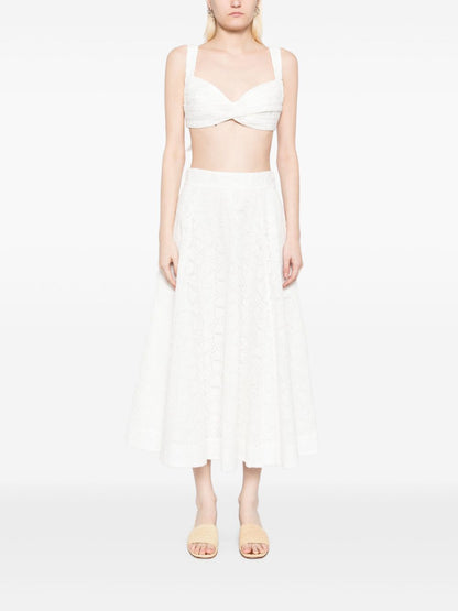 Zimmermann Crush Embroidered Linen Bralette White