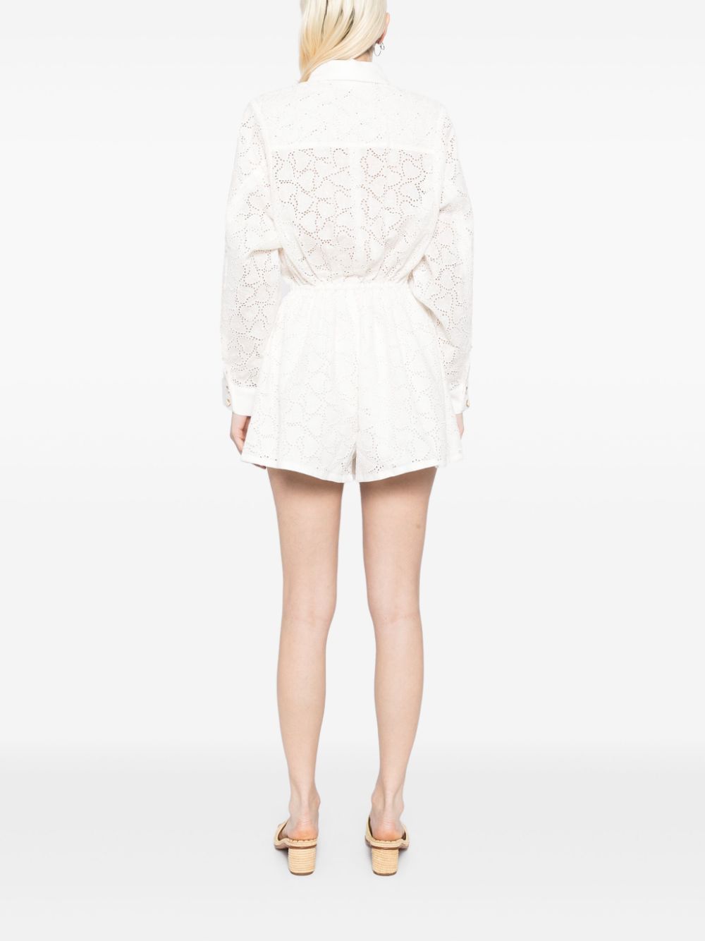 Zimmermann Embroidered Linen Heart Motif Playsuit White