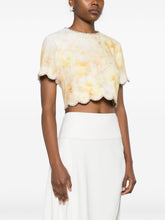 Zimmermann Crush Embellished Floral-Print Linen Cropped Top Yellow