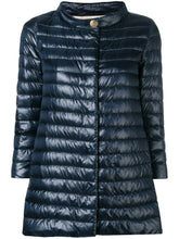HERNO Funnel-Neck Cropped Sleeve Padded Midi Jacket Blue