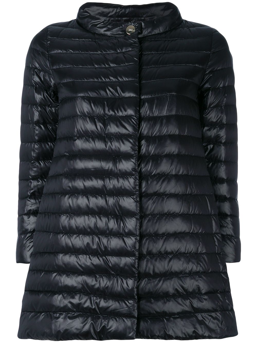 HERNO Lightweight Quilted Feather Down Midi Jacket Black