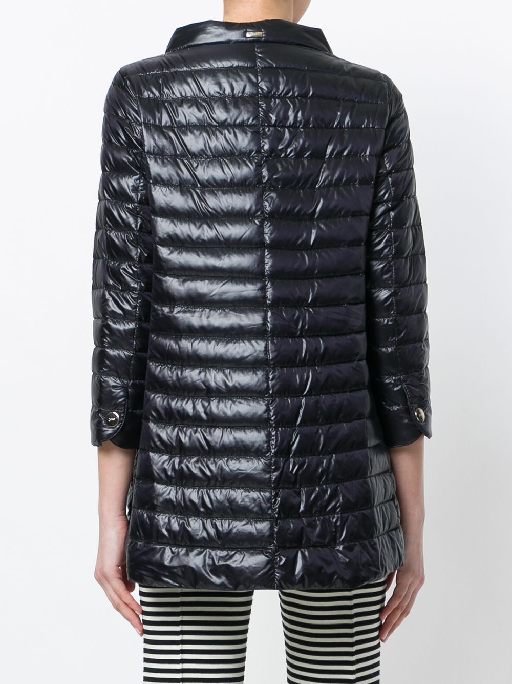 HERNO Lightweight Quilted Feather Down Midi Jacket Black