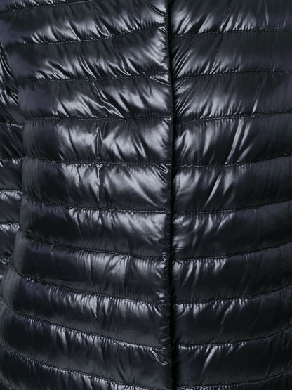 HERNO Lightweight Quilted Feather Down Midi Jacket Black