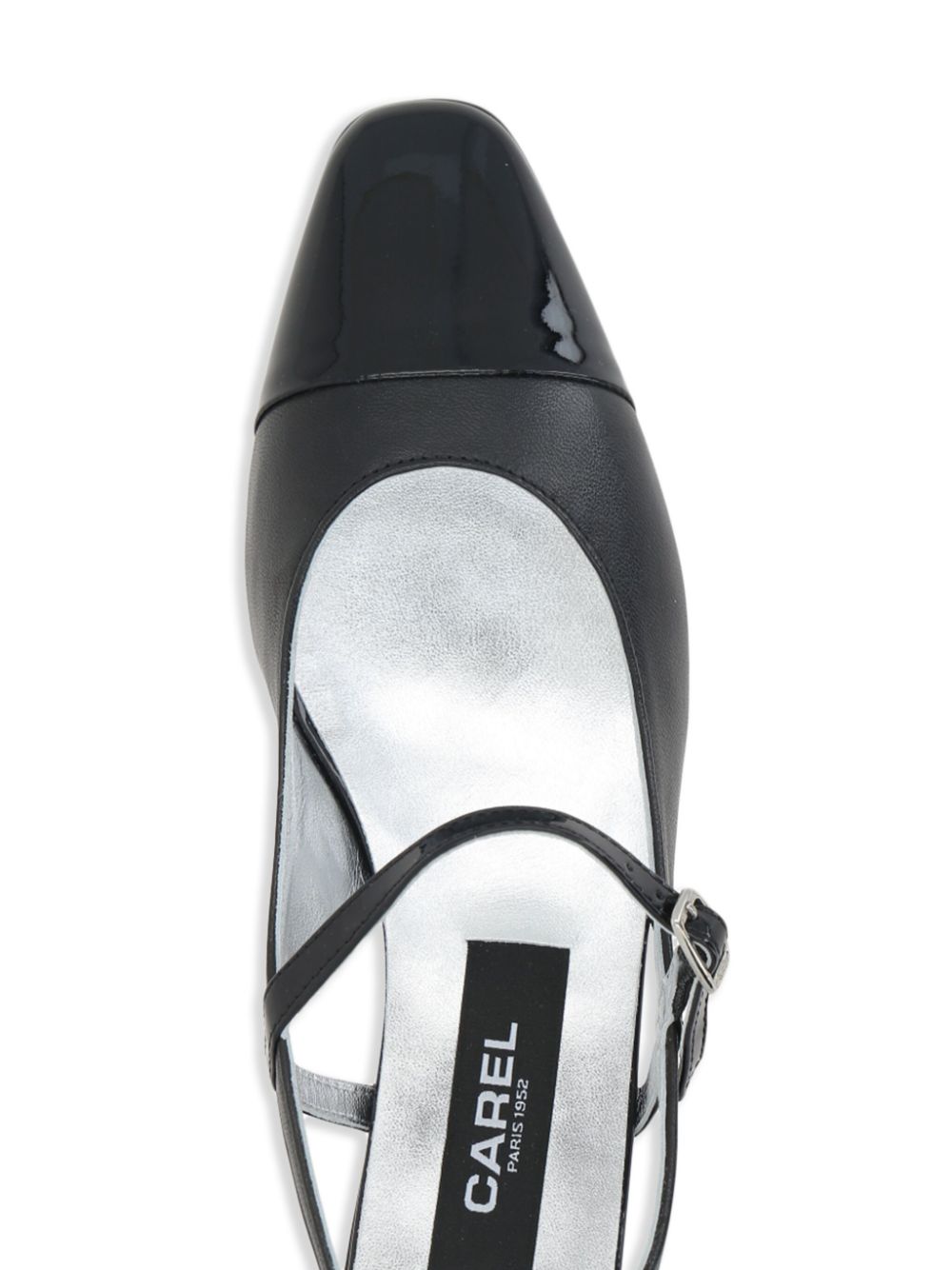 Carel Paris Pointed Toe Black Leather Slingback Flats Black