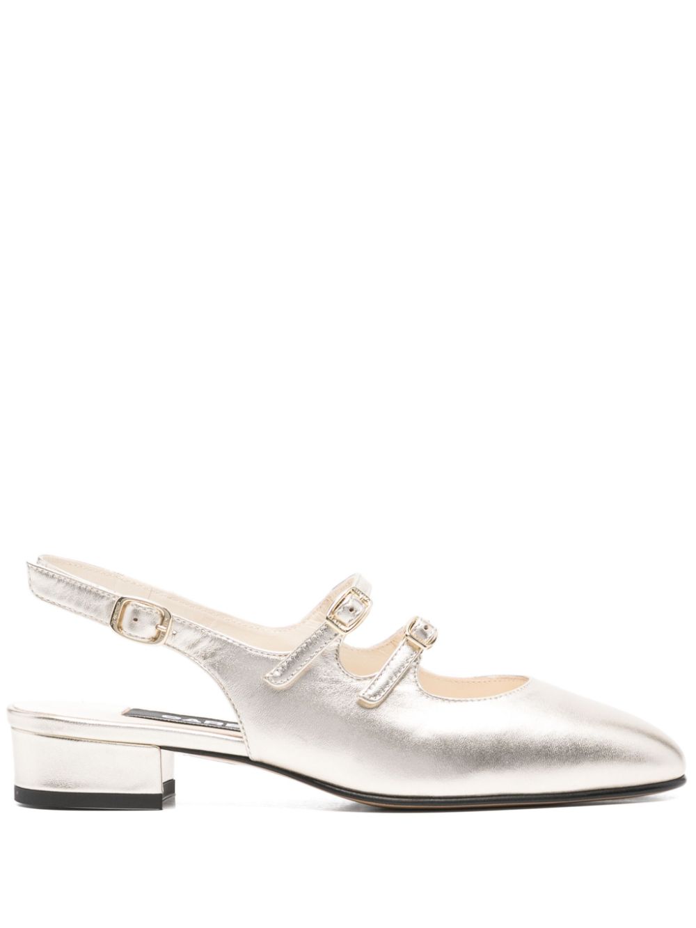 Carel Paris Flat Laminated Leather Mary Jane Slingback Ballets Grey