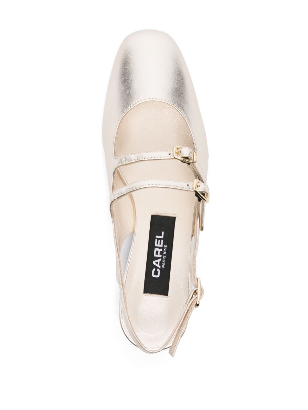 Carel Paris Flat Laminated Leather Mary Jane Slingback Ballets Grey