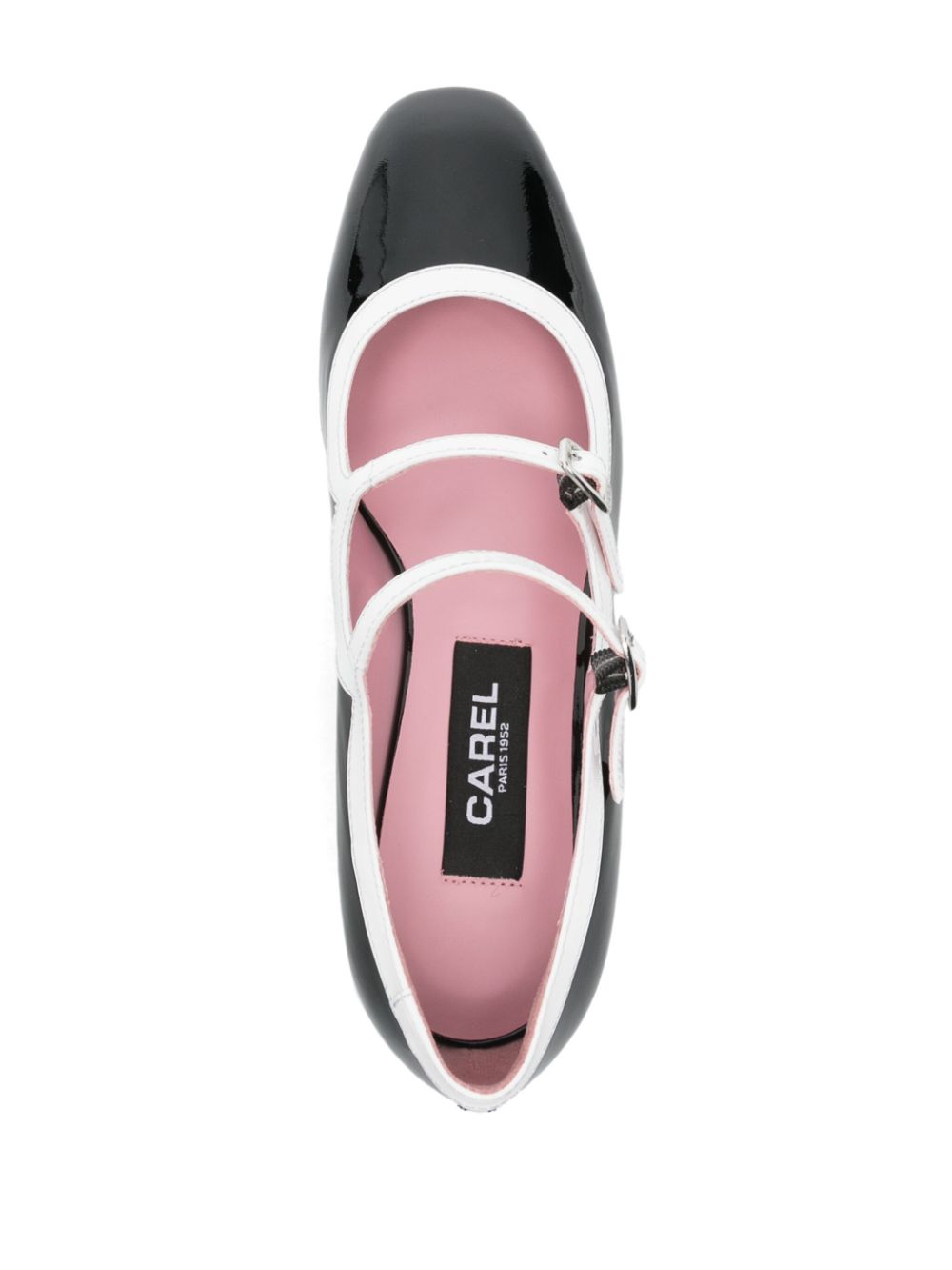 Carel Paris Double-Strap Patent Leather Mary Jane Ballet Flats Black