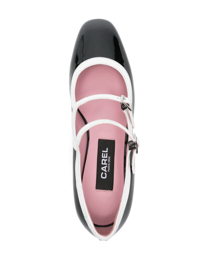Carel Paris Double-Strap Patent Leather Mary Jane Ballet Flats Black