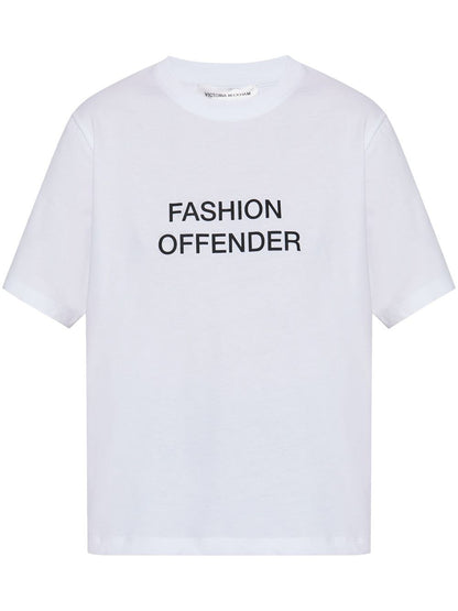 Victoria Beckham Organic Cotton Slogan-Print T-Shirt White