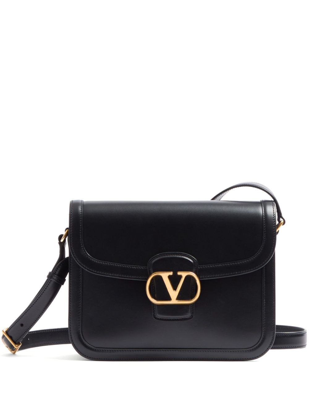 Valentino Garavani 9TO5 Leather Shoulder Bag Black