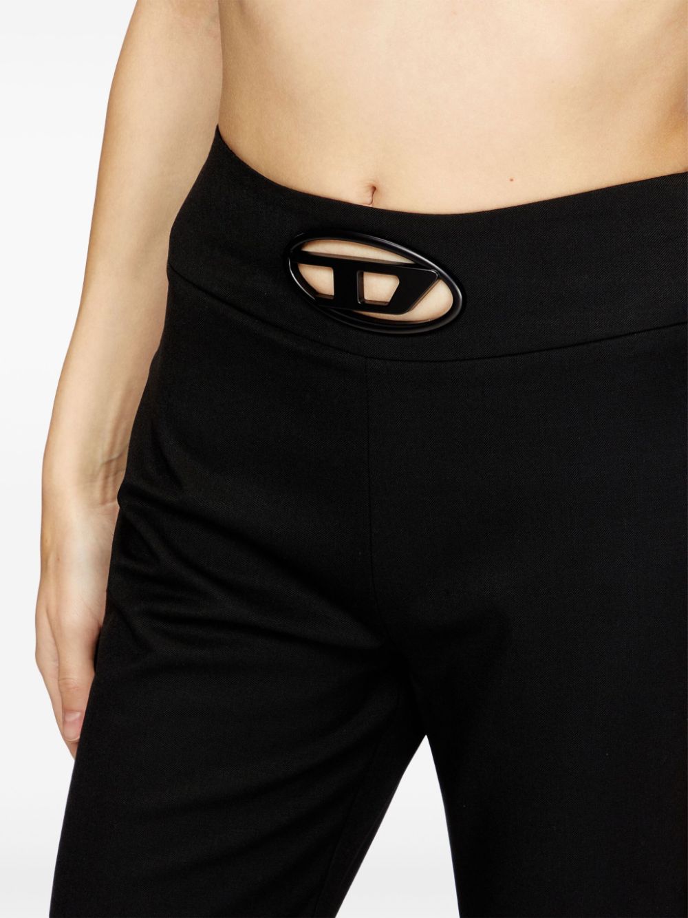 Diesel Oval D logo plaque high-waisted Wool blend trousers Black