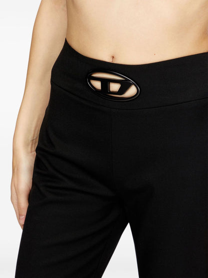 Diesel Oval D logo plaque high-waisted Wool blend trousers Black