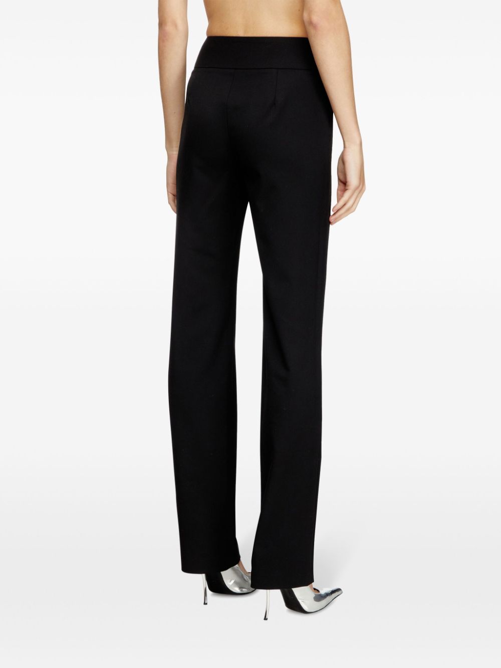 Diesel Oval D logo plaque high-waisted Wool blend trousers Black