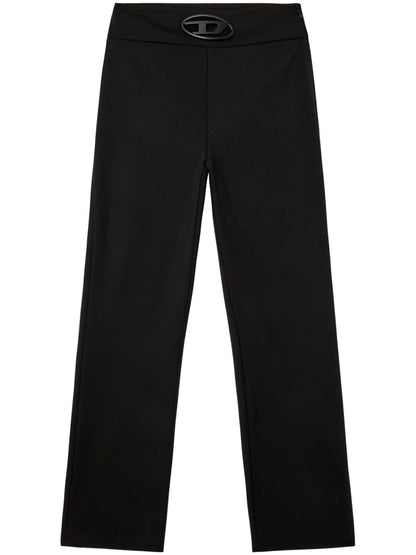 Diesel Oval D logo plaque high-waisted Wool blend trousers Black