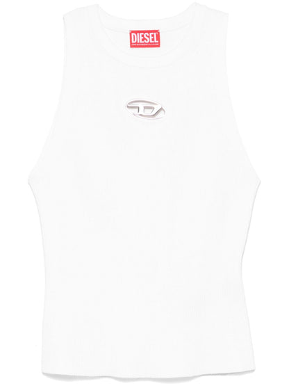 Diesel Oval-D Sleeveless Crew Neck White Top White