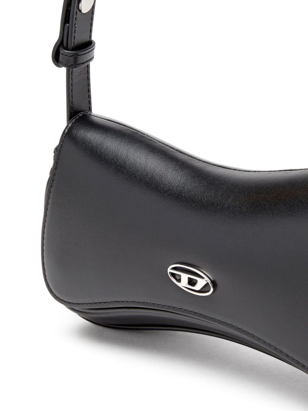 Diesel Play Semi-Gloss Leather Shoulder Bag Black
