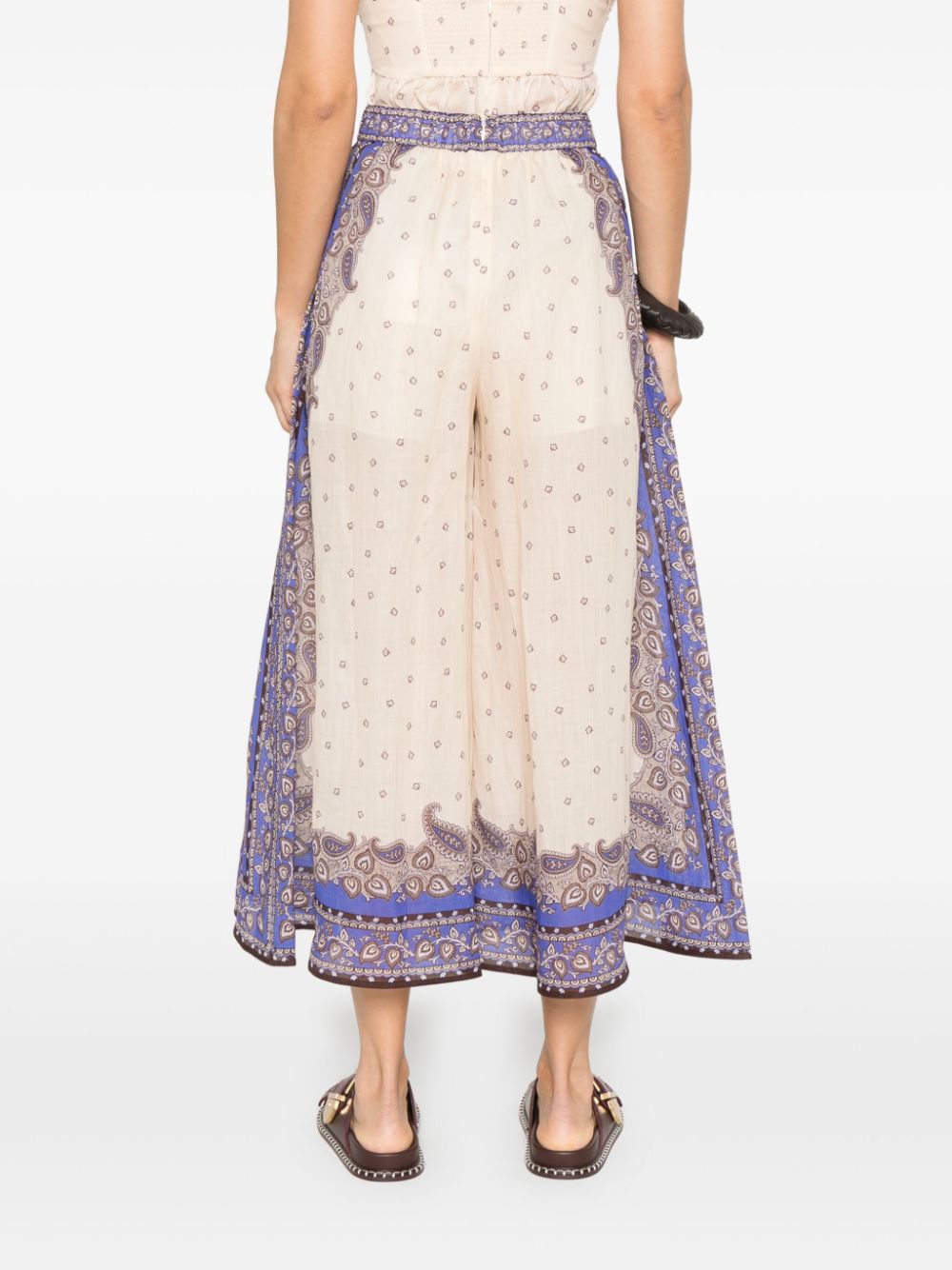 Zimmermann Maxine Wide-Leg Printed Trousers Purple