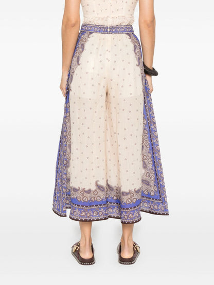 Zimmermann Maxine Wide-Leg Printed Trousers Purple