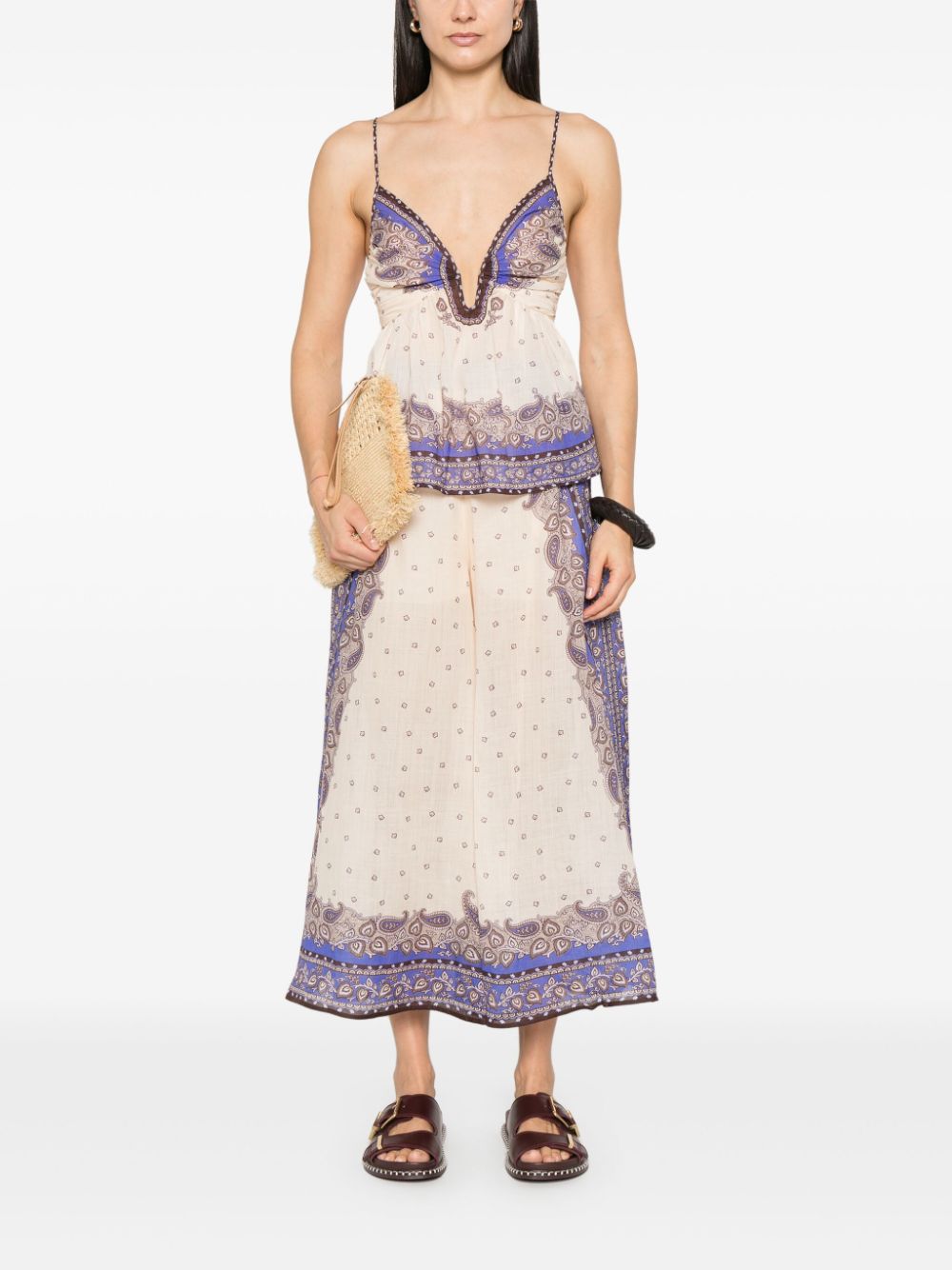 Zimmermann Maxine Wide-Leg Printed Trousers Purple