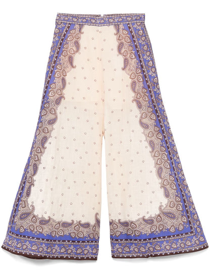 Zimmermann Maxine Wide-Leg Printed Trousers Purple