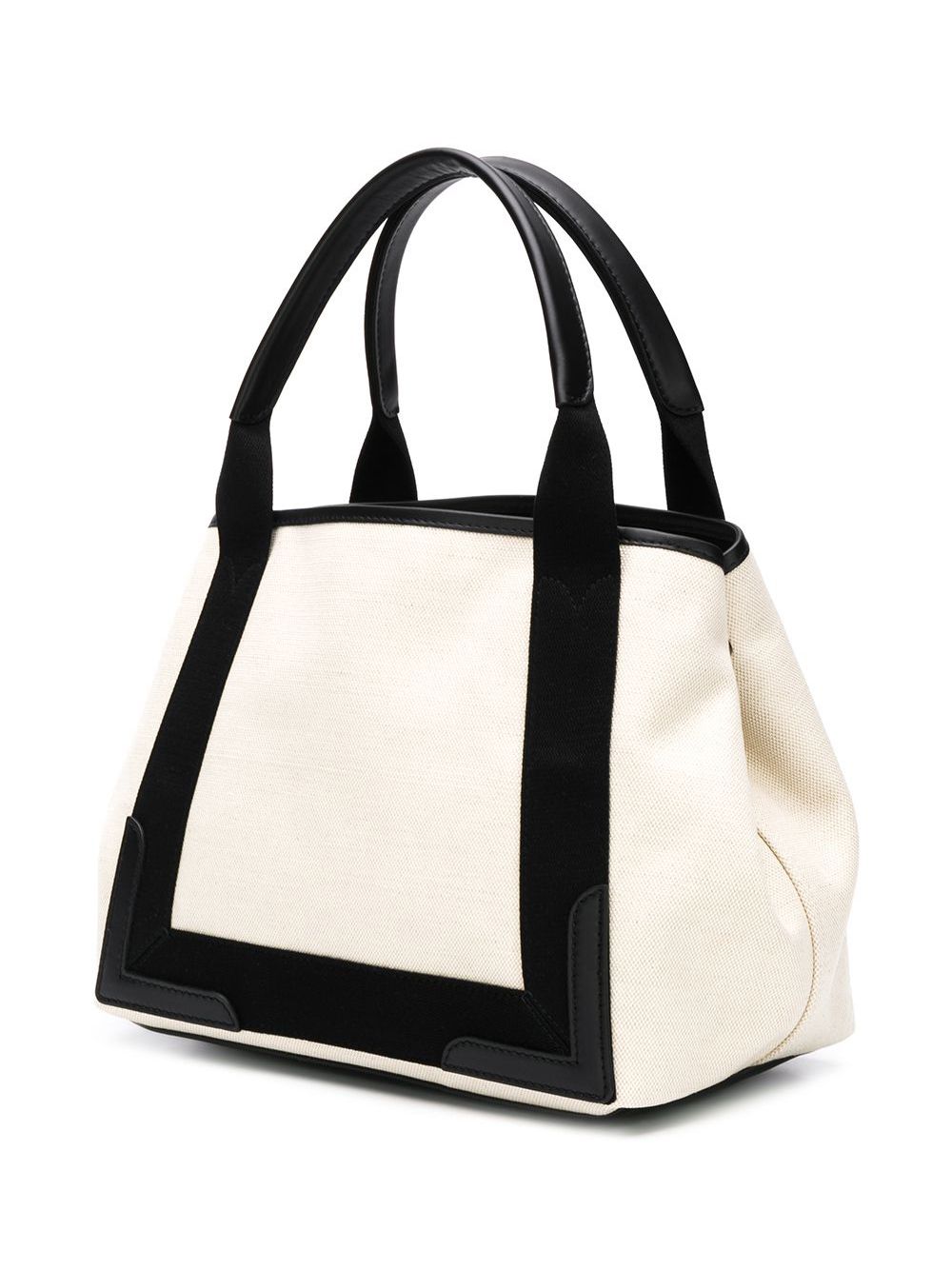 Balenciaga Small Navy Cabas Canvas Tote Bag White