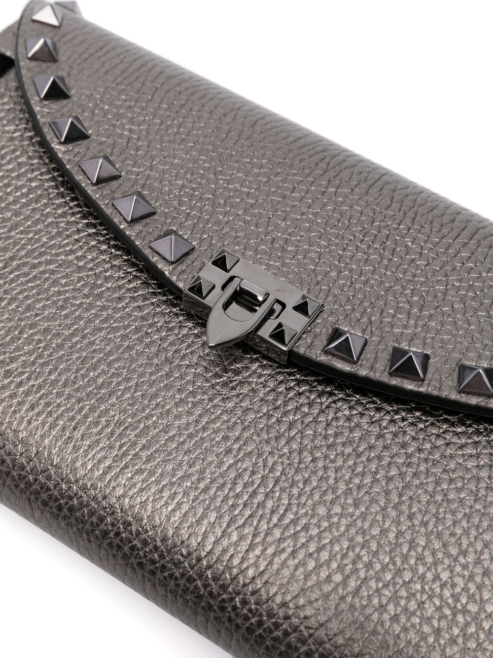 Valentino Garavani Rockstud Mini Calf Leather Clutch with Chain White