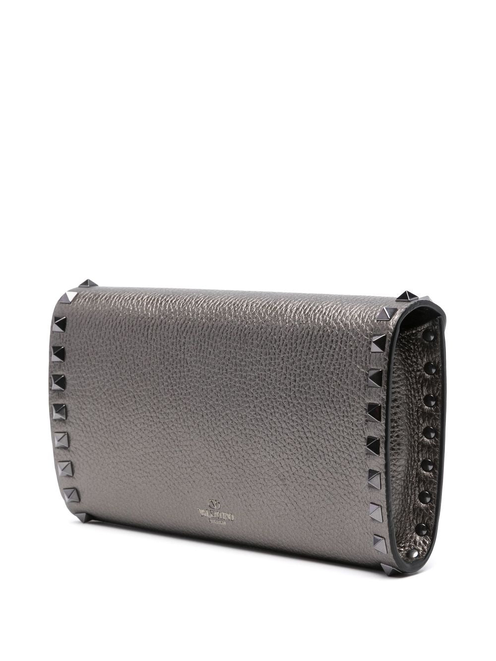 Valentino Garavani Rockstud Mini Calf Leather Clutch with Chain White