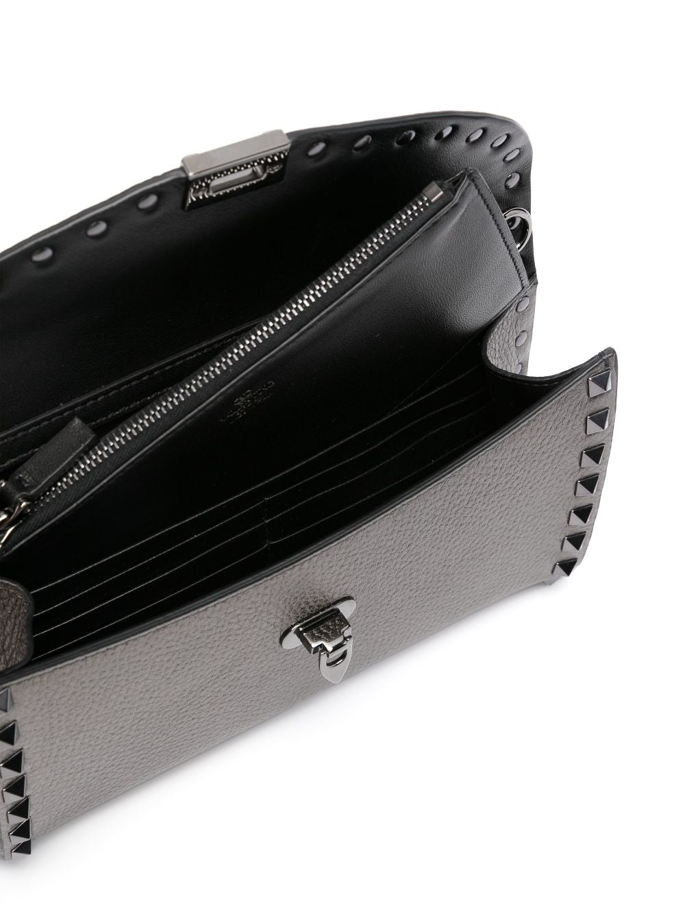 Valentino Garavani Rockstud Mini Calf Leather Clutch with Chain White