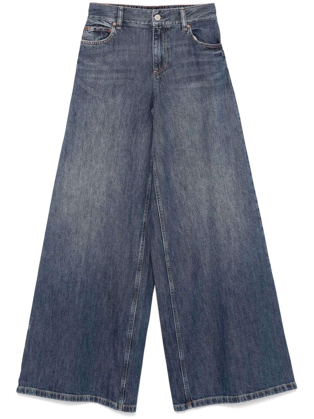 Alice + Olivia High-Rise Indigo Blue Jeans with Elastic Waistband Blue