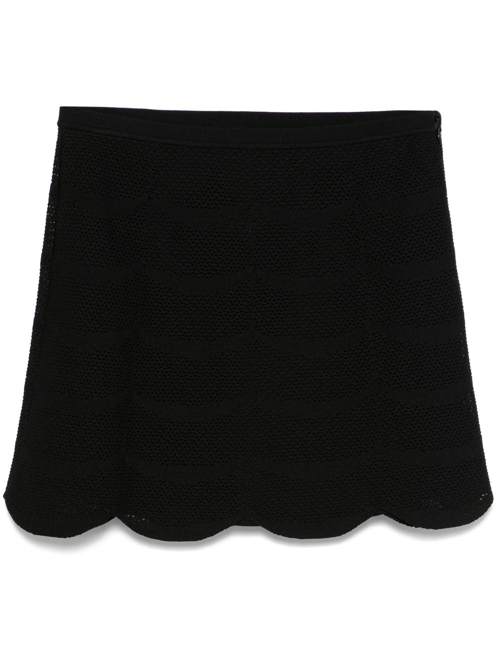 Tom Ford Scalloped-Hem Silk-Cotton Mini Skirt Black