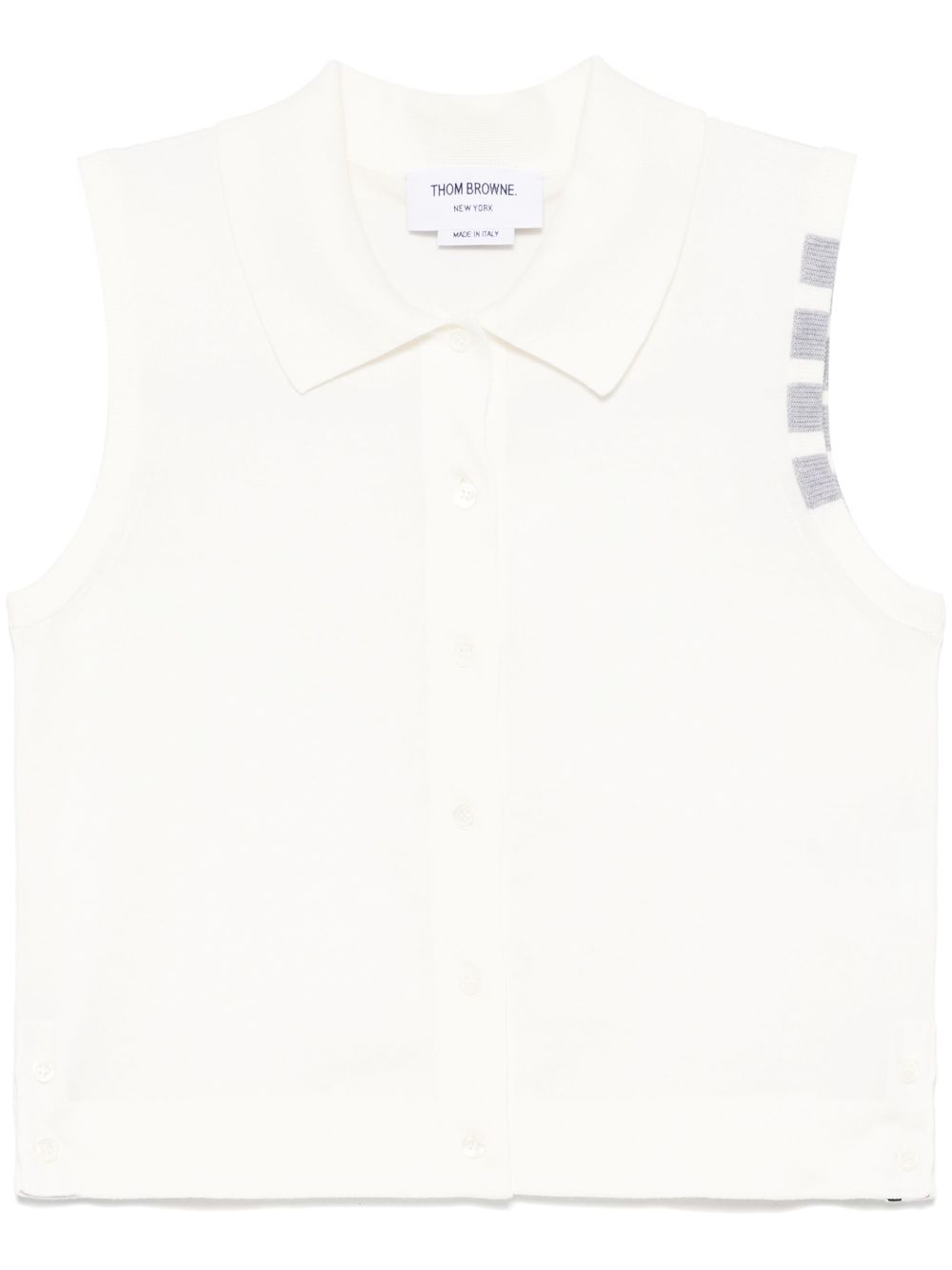 Thom Browne Sleeveless Buttoned Polo Top White