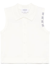 Thom Browne Sleeveless Buttoned Polo Top White
