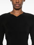 Norma Kamali V-Neck Padded Shoulder Long Sleeve Top Black