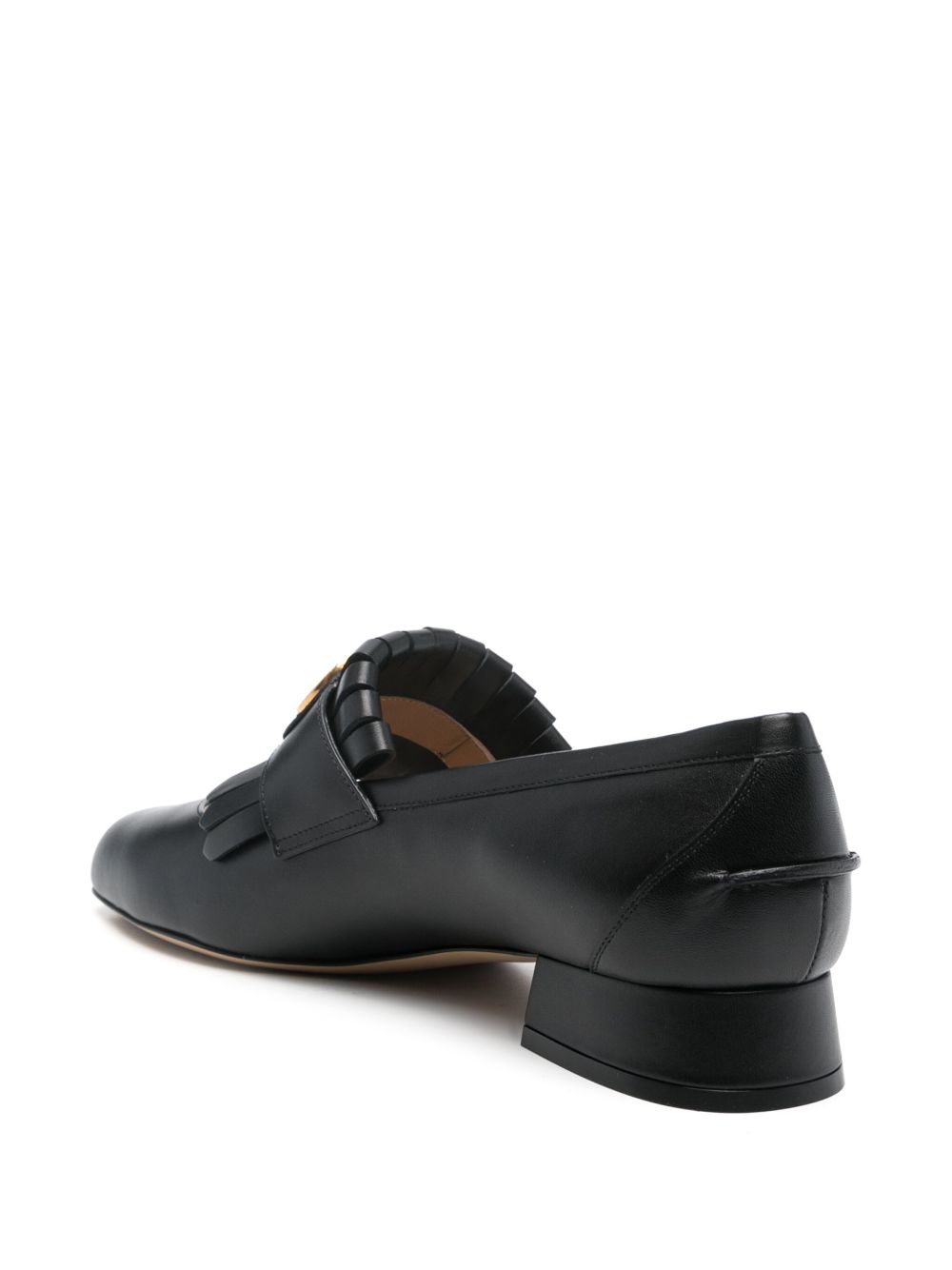 Valentino Garavani VLogo Signature Fringe Calfskin Moccasins 25mm Black