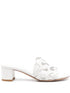 Gianvito Rossi Almond Toe White Calf Leather Sandals with Multi-Strap and 55mm Block Heel White